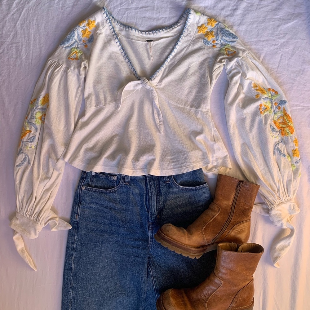 Free People Embroidered Blouse